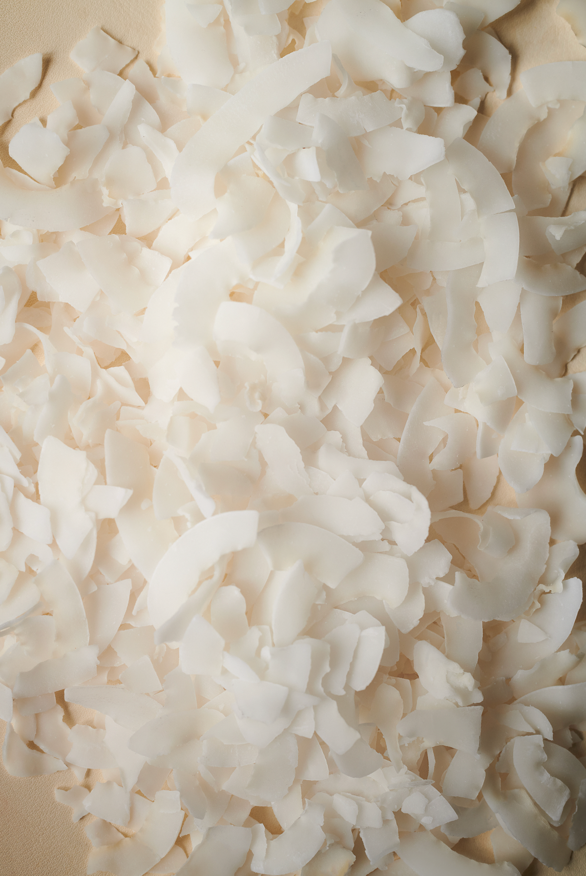 Close-up of shredded coconut flakes